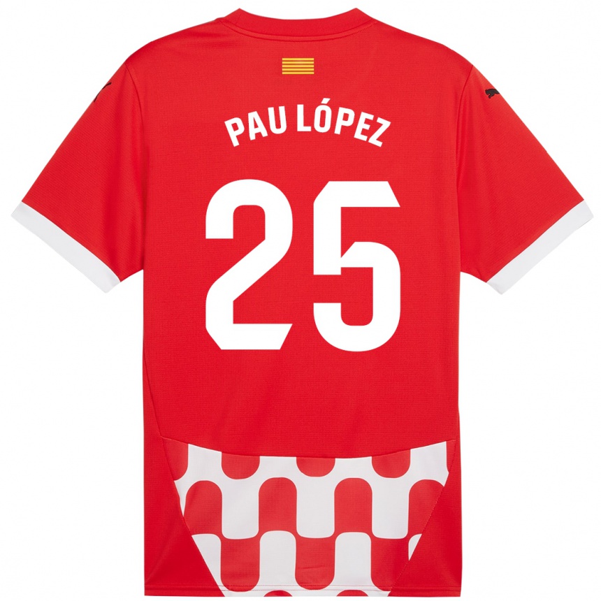 Kids Football Pau Lopez #25 Red White Home Jersey 2024/25 T-Shirt Za