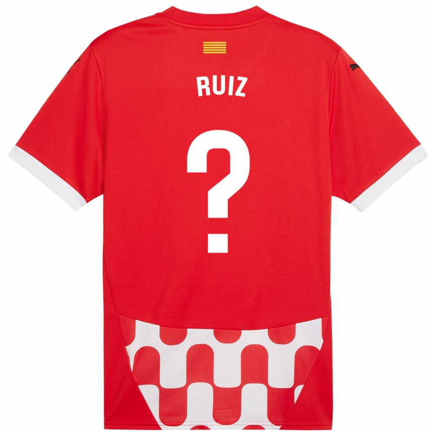 Kids Football Ferran Ruiz #0 Red White Home Jersey 2024/25 T-Shirt Za