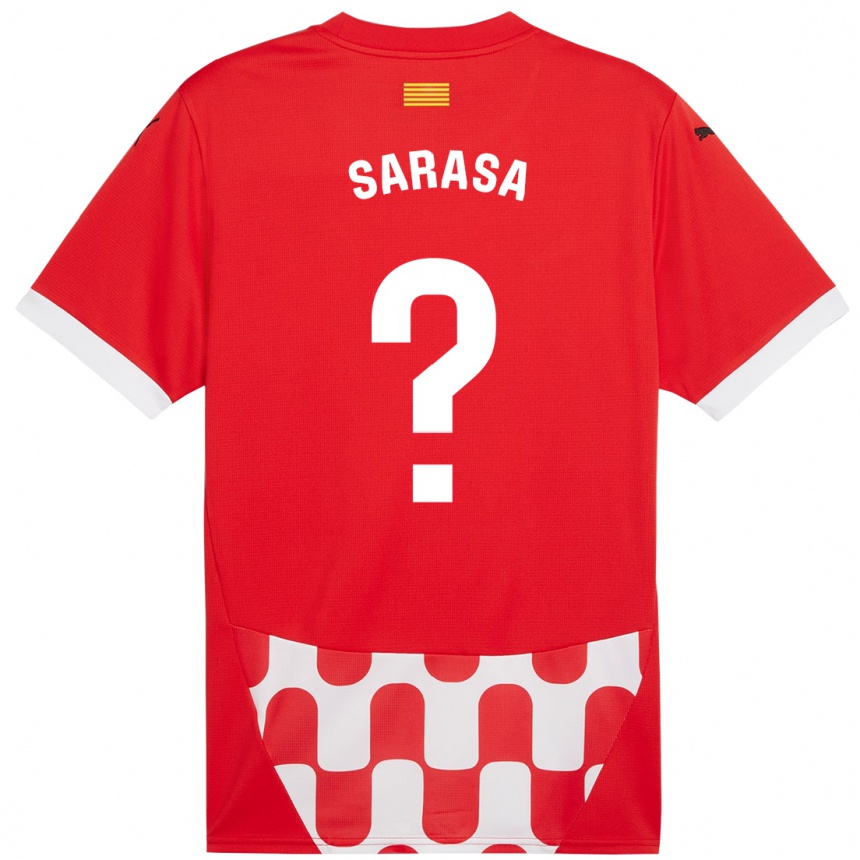 Kids Football Javier Sarasa #0 Red White Home Jersey 2024/25 T-Shirt Za