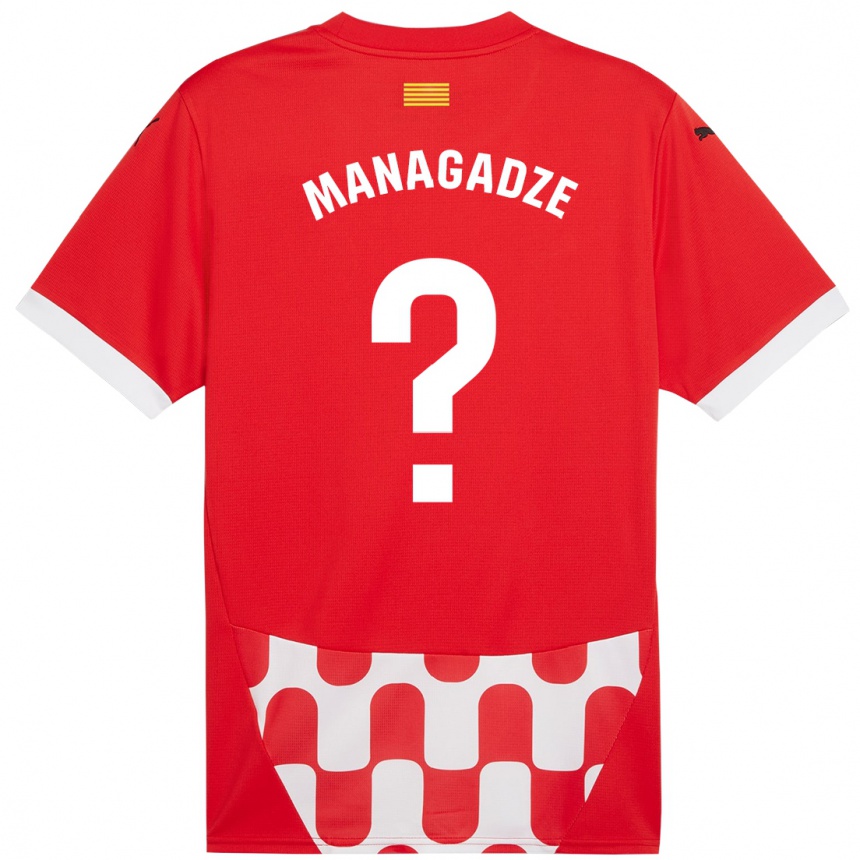 Kids Football Luka Managadze #0 Red White Home Jersey 2024/25 T-Shirt Za