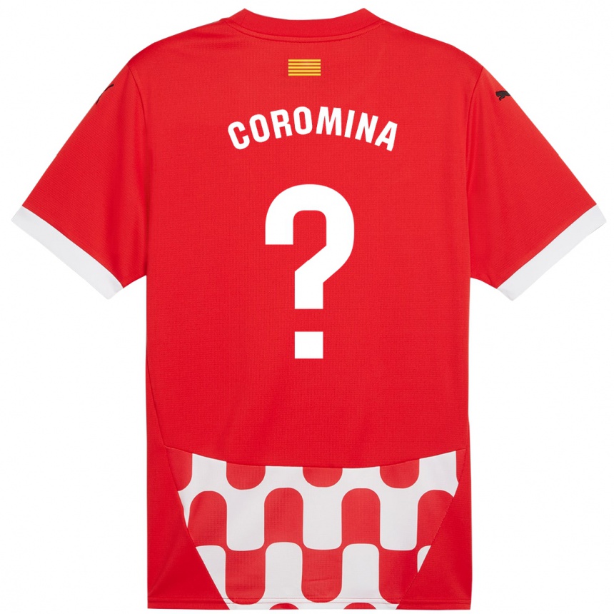 Kids Football Arnau Coromina #0 Red White Home Jersey 2024/25 T-Shirt Za