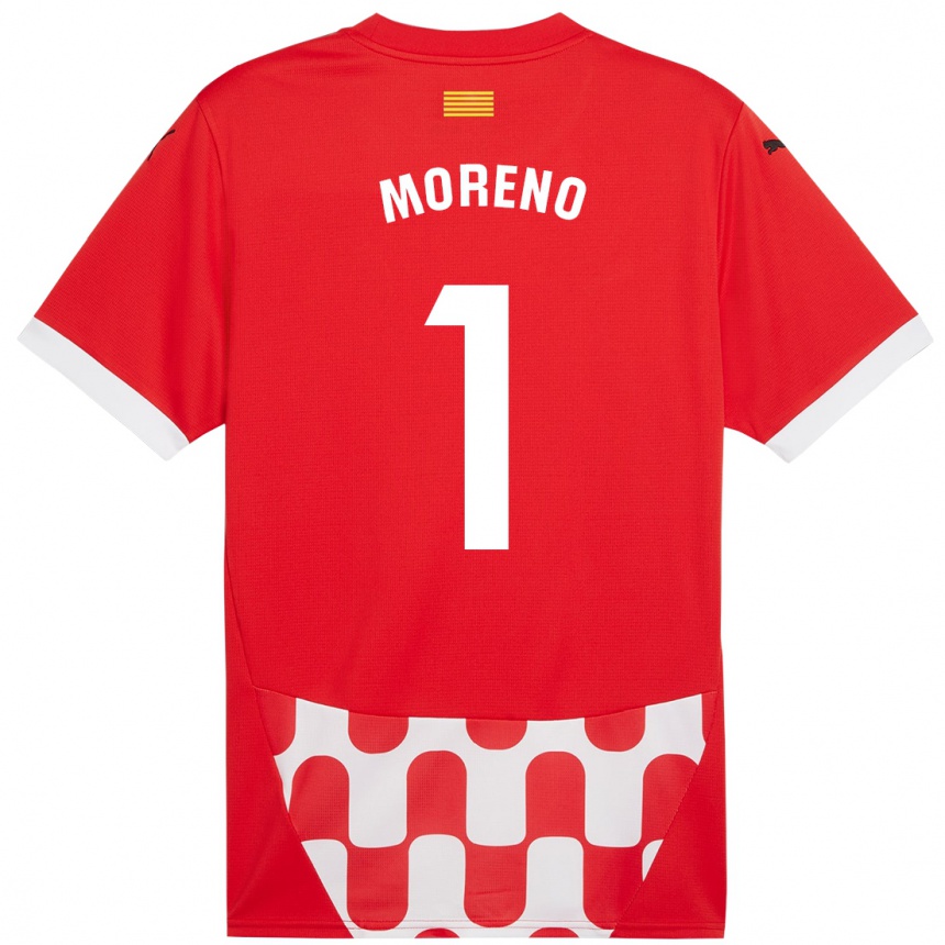 Kids Football Gerard Moreno #1 Red White Home Jersey 2024/25 T-Shirt Za