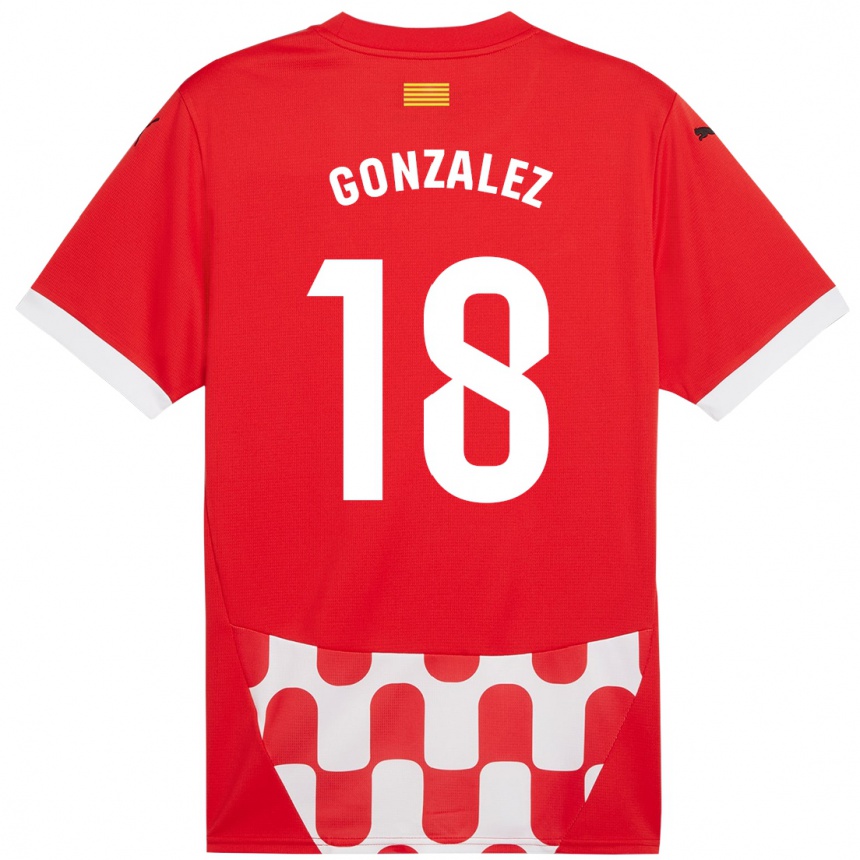 Kids Football Gerard Gonzalez #18 Red White Home Jersey 2024/25 T-Shirt Za