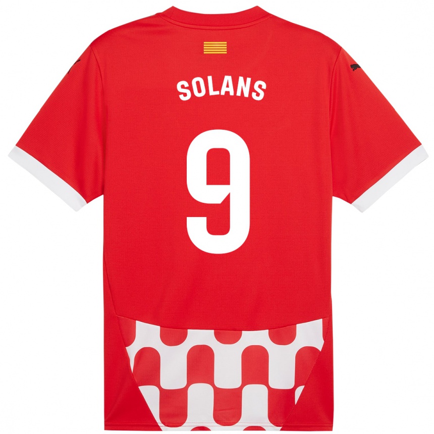 Kids Football Sergi Solans #9 Red White Home Jersey 2024/25 T-Shirt Za