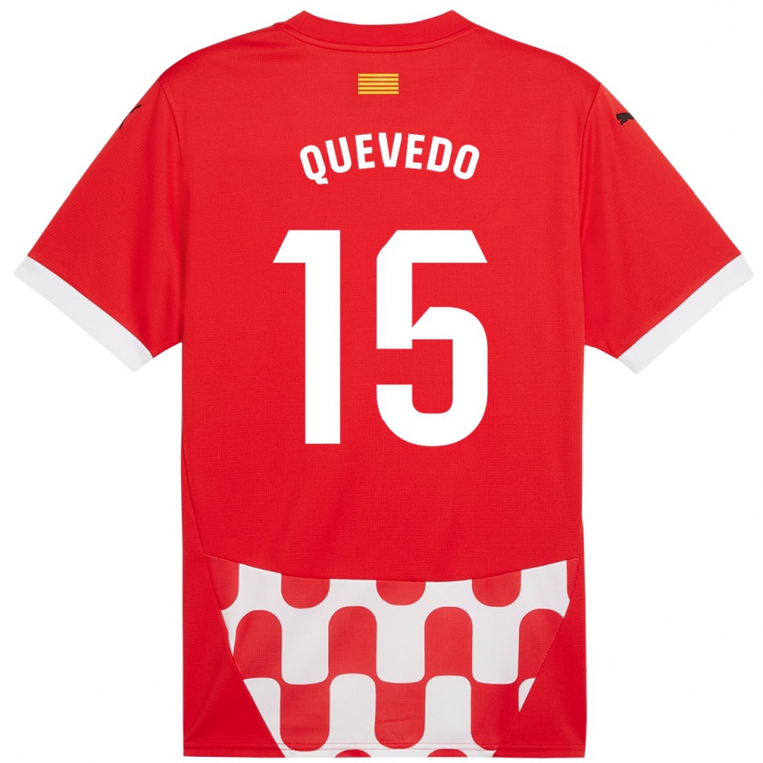 Kids Football Erik Quevedo #15 Red White Home Jersey 2024/25 T-Shirt Za