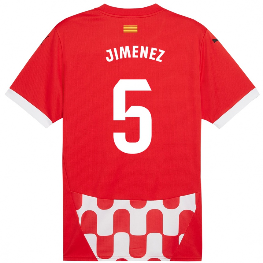 Kids Football Ángela Jiménez #5 Red White Home Jersey 2024/25 T-Shirt Za