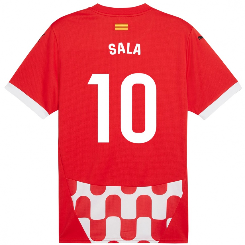 Kids Football Georgina Sala #10 Red White Home Jersey 2024/25 T-Shirt Za