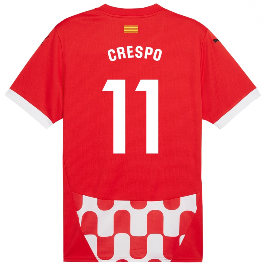 Kids Football Lydia Crespo #11 Red White Home Jersey 2024/25 T-Shirt Za