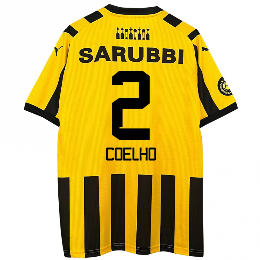 Kids Football Léo Coelho #2 Yellow Black Home Jersey 2024/25 T-Shirt Za