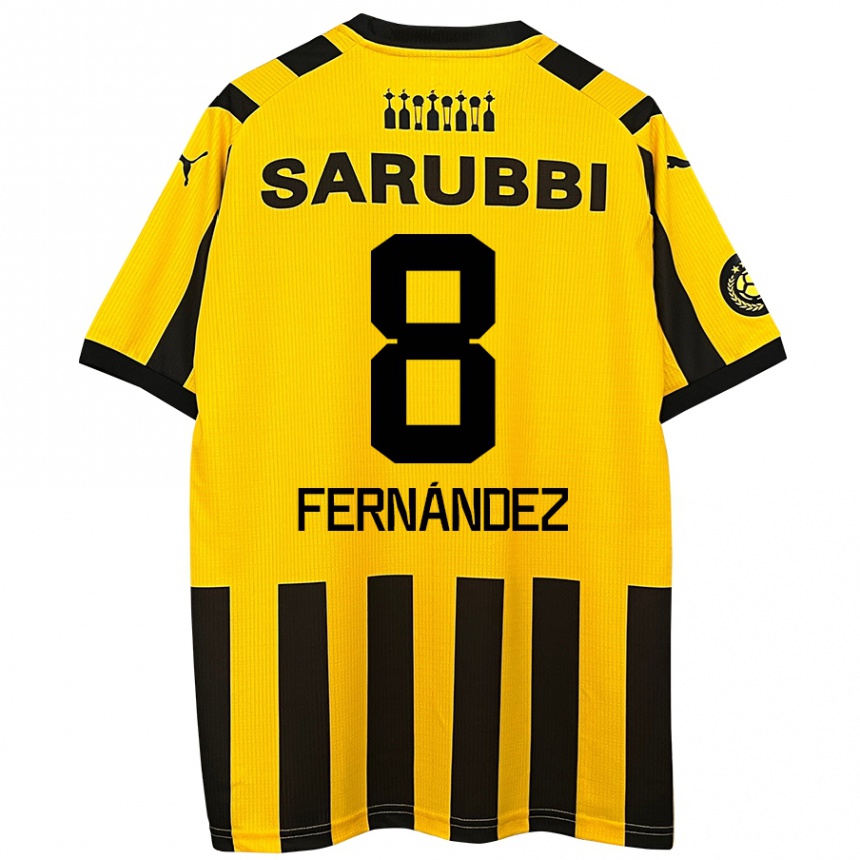 Kids Football Leonardo Fernández #8 Yellow Black Home Jersey 2024/25 T-Shirt Za