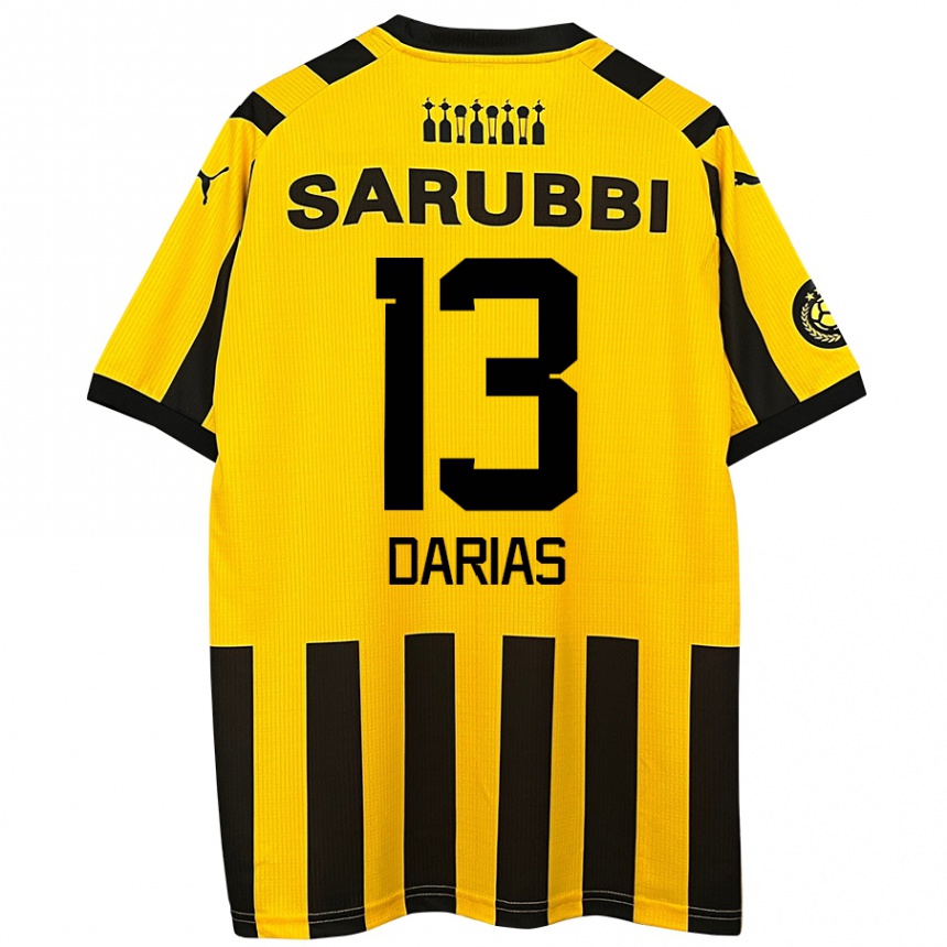 Kids Football Eduardo Darias #13 Yellow Black Home Jersey 2024/25 T-Shirt Za