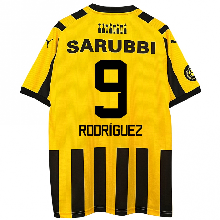 Kids Football Agustín Rodríguez #9 Yellow Black Home Jersey 2024/25 T-Shirt Za