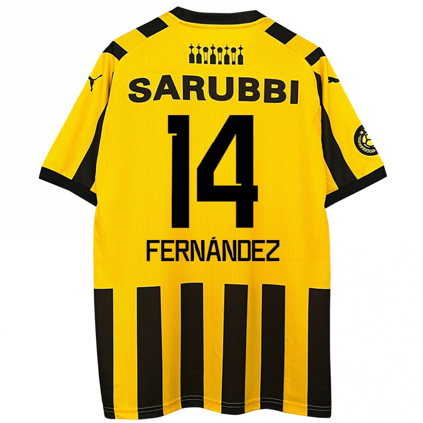 Kids Football Faustino Fernández #14 Yellow Black Home Jersey 2024/25 T-Shirt Za