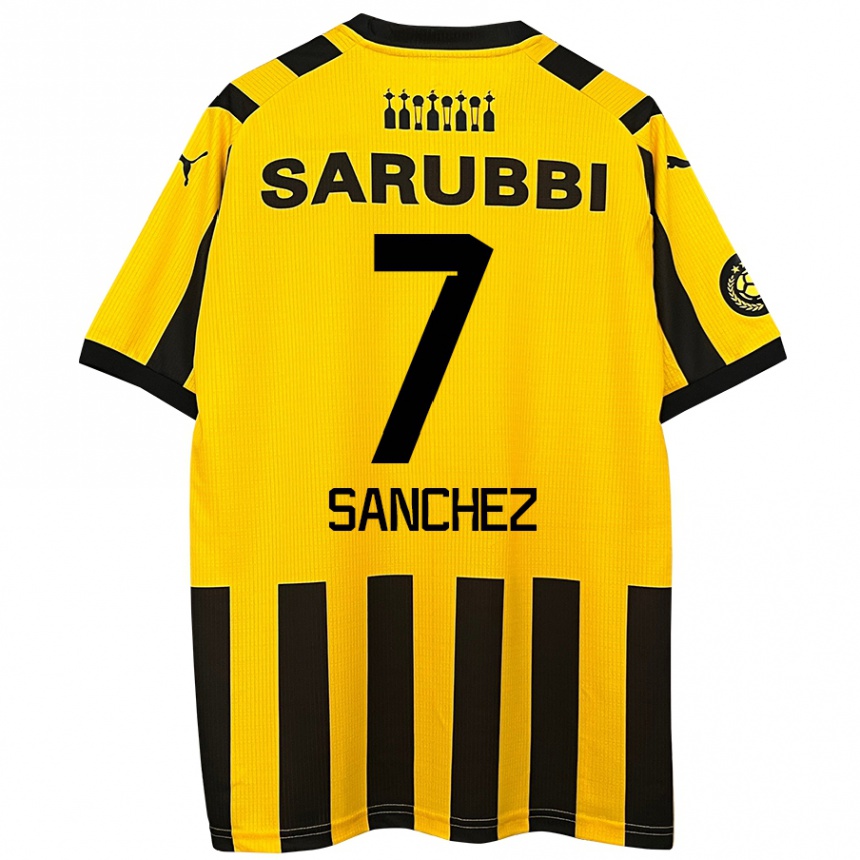 Kids Football Carlos Sánchez #7 Yellow Black Home Jersey 2024/25 T-Shirt Za