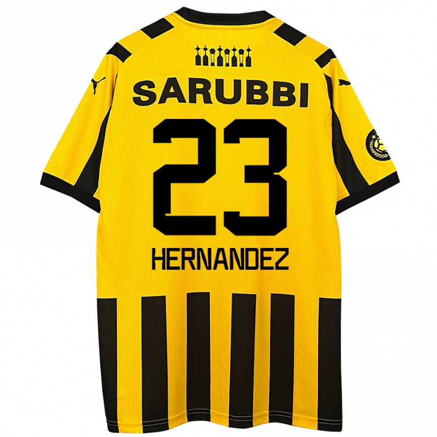 Kids Football Abel Hernández #23 Yellow Black Home Jersey 2024/25 T-Shirt Za