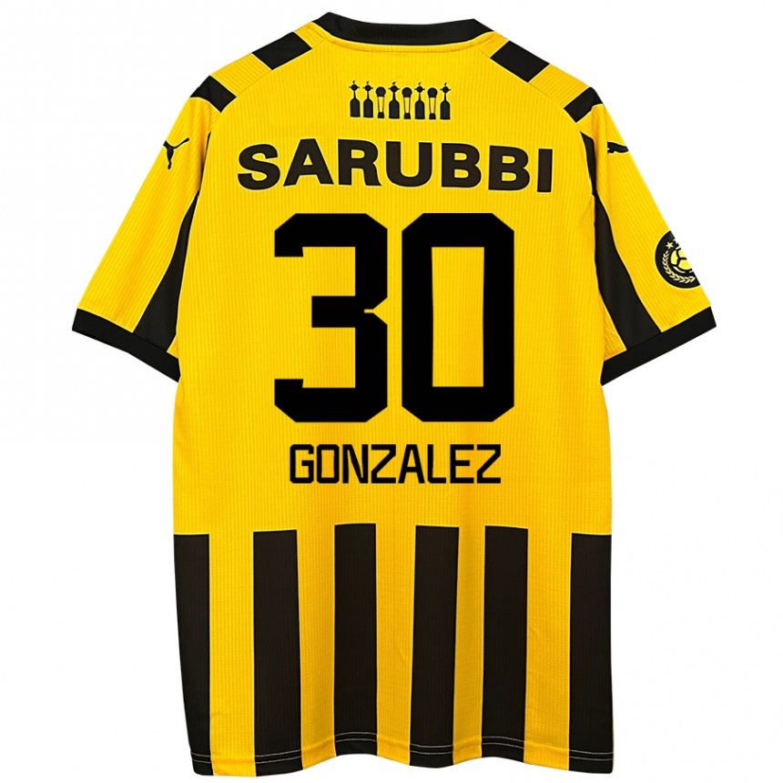 Kids Football Ángel González #30 Yellow Black Home Jersey 2024/25 T-Shirt Za