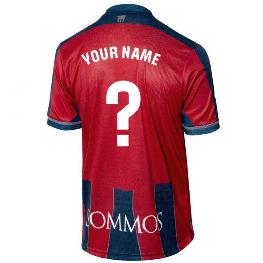 Kids Football Your Name #0 Red Blue Home Jersey 2024/25 T-Shirt Za