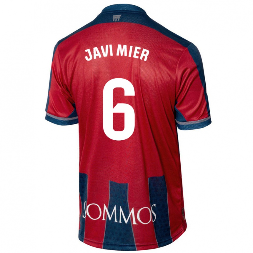 Kids Football Javi Mier #6 Red Blue Home Jersey 2024/25 T-Shirt Za