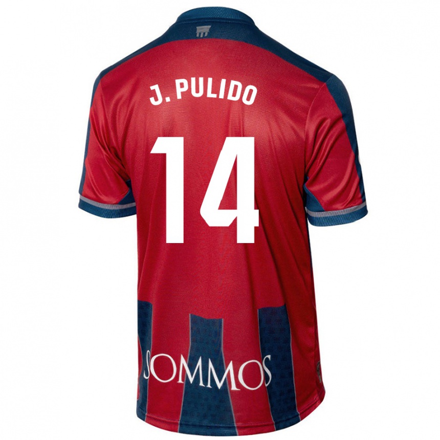 Kids Football Jorge Pulido #14 Red Blue Home Jersey 2024/25 T-Shirt Za