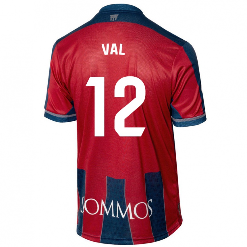 Kids Football Ángel Val #12 Red Blue Home Jersey 2024/25 T-Shirt Za