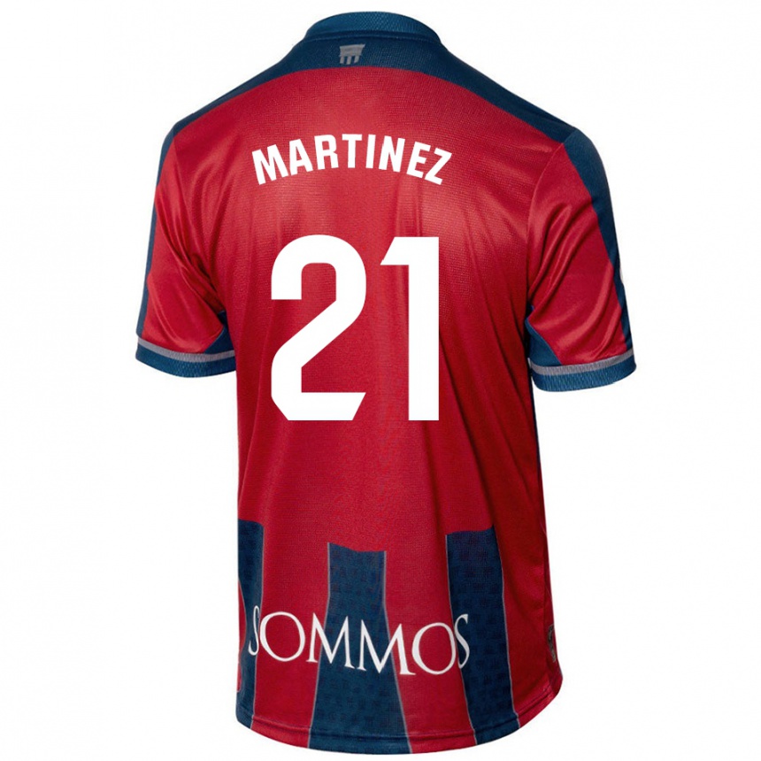 Kids Football Alejandra Martínez #21 Red Blue Home Jersey 2024/25 T-Shirt Za