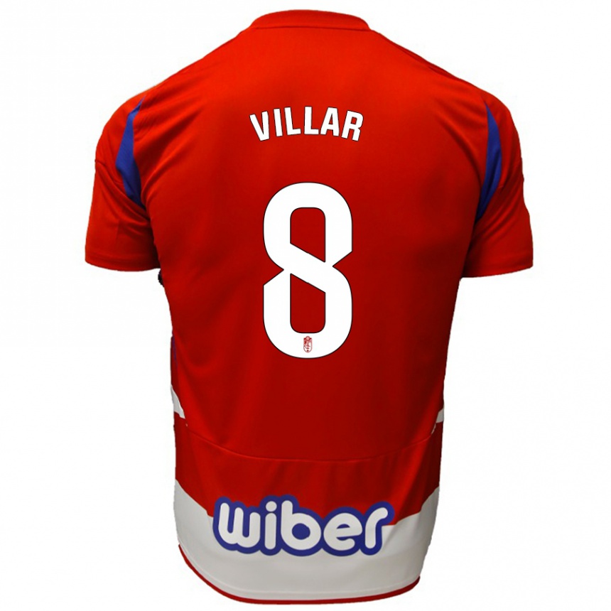 Kids Football Gonzalo Villar #8 Red White Blue Home Jersey 2024/25 T-Shirt Za