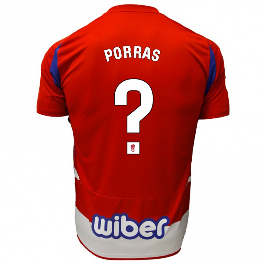 Kids Football Cristian Porras #0 Red White Blue Home Jersey 2024/25 T-Shirt Za