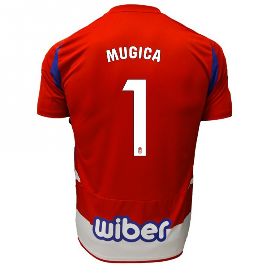 Kids Football Juan Múgica #1 Red White Blue Home Jersey 2024/25 T-Shirt Za