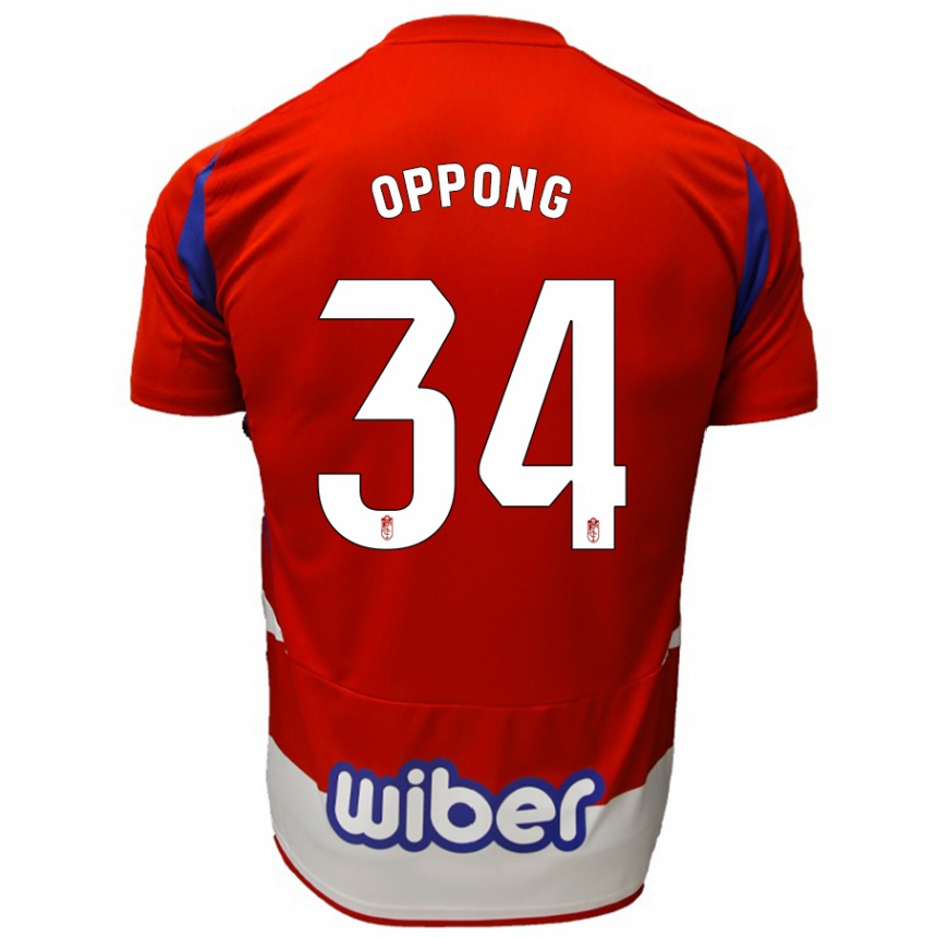 Kids Football Oscar Naasei Oppong #34 Red White Blue Home Jersey 2024/25 T-Shirt Za