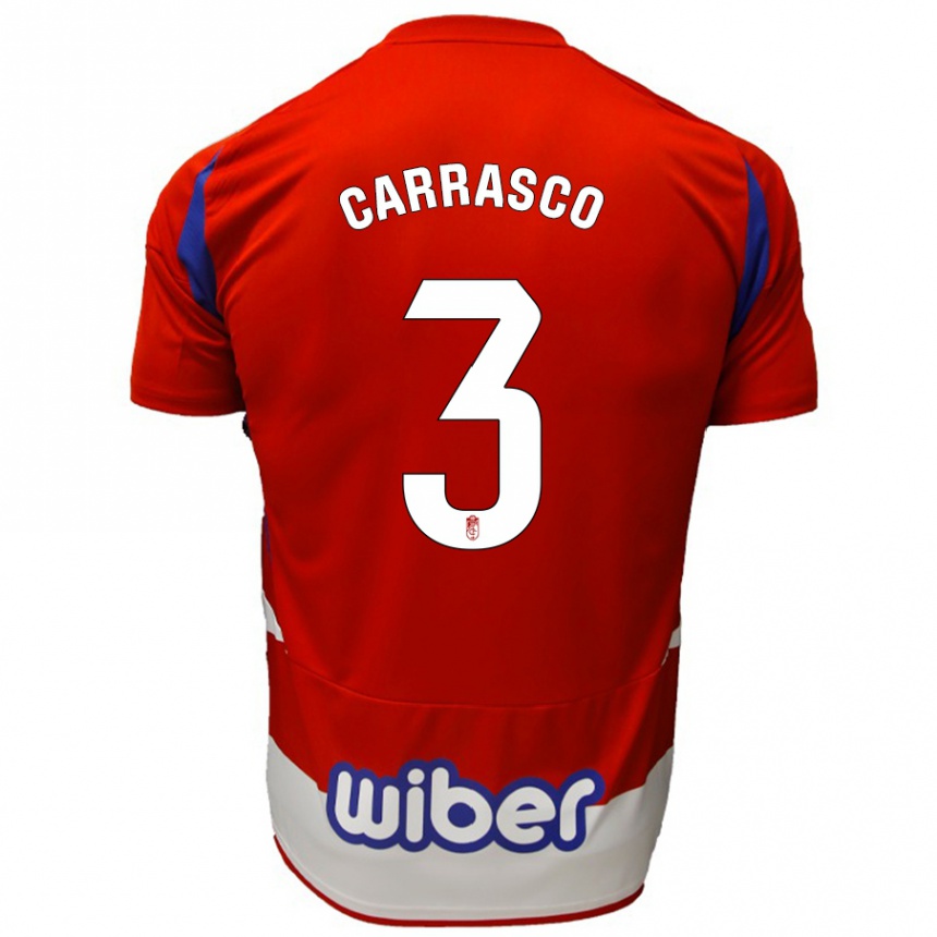 Kids Football Marta Carrasco #3 Red White Blue Home Jersey 2024/25 T-Shirt Za