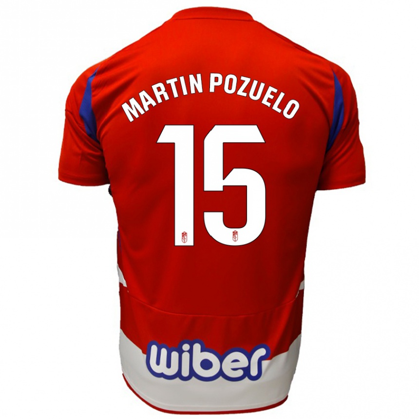 Kids Football Esther Martín-Pozuelo #15 Red White Blue Home Jersey 2024/25 T-Shirt Za