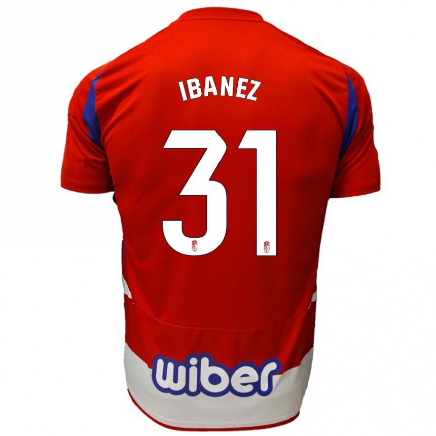 Kids Football Alba Ibáñez #31 Red White Blue Home Jersey 2024/25 T-Shirt Za