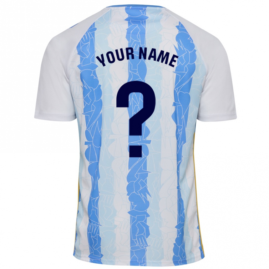 Kids Football Your Name #0 White Blue Home Jersey 2024/25 T-Shirt Za