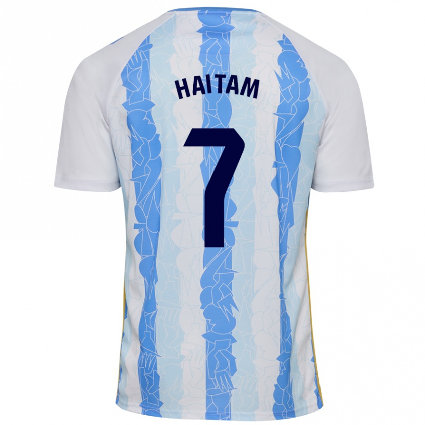 Kids Football Haitam Abaida #7 White Blue Home Jersey 2024/25 T-Shirt Za