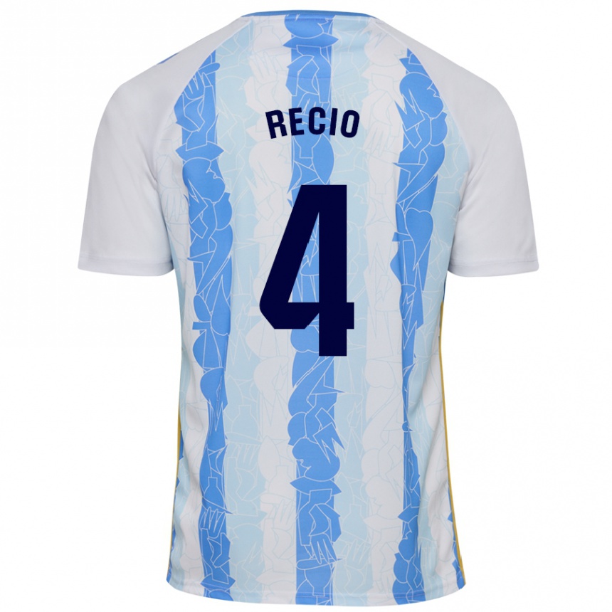 Kids Football Ángel Recio #4 White Blue Home Jersey 2024/25 T-Shirt Za