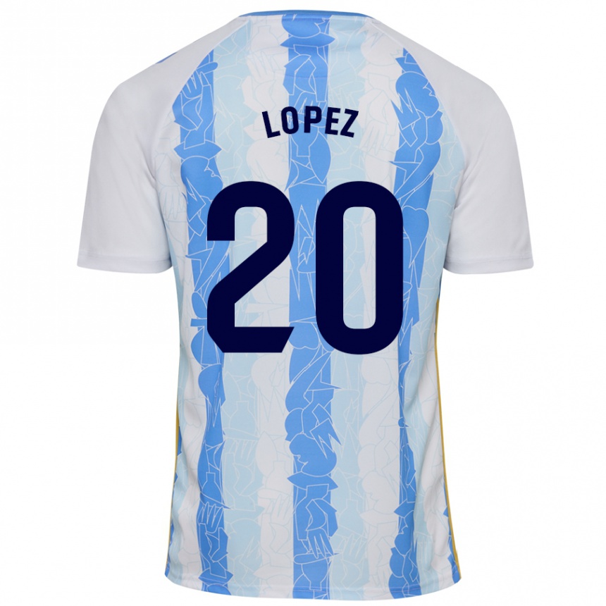 Kids Football Adri López #20 White Blue Home Jersey 2024/25 T-Shirt Za