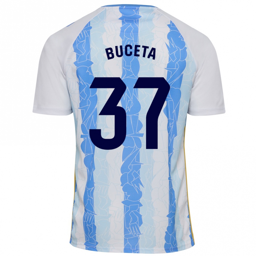 Kids Football Ana Buceta #37 White Blue Home Jersey 2024/25 T-Shirt Za