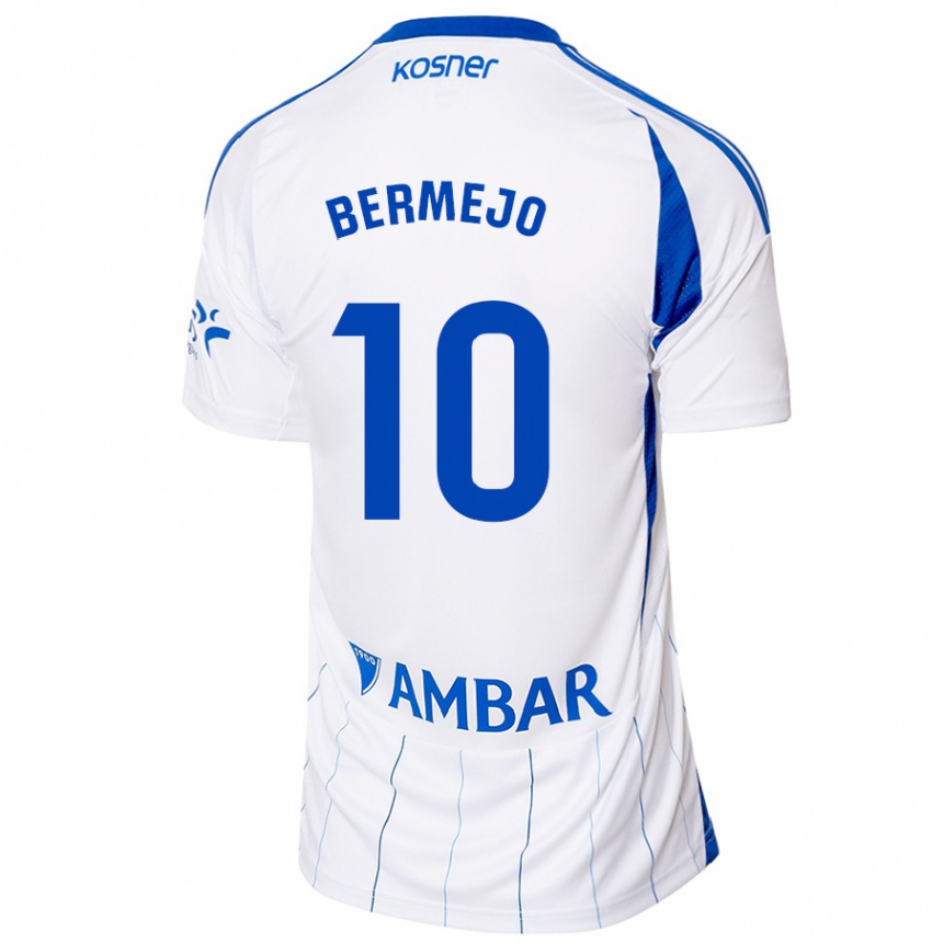 Kids Football Sergio Bermejo #10 Red White Home Jersey 2024/25 T-Shirt Za