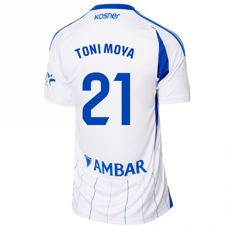 Kids Football Toni Moya #21 Red White Home Jersey 2024/25 T-Shirt Za