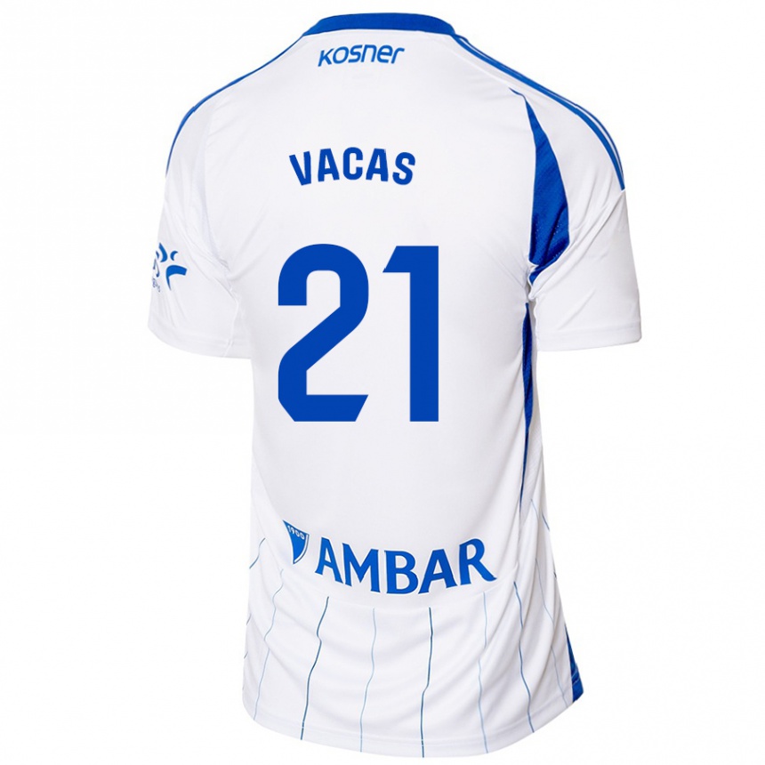 Kids Football Óscar Vacas #21 Red White Home Jersey 2024/25 T-Shirt Za