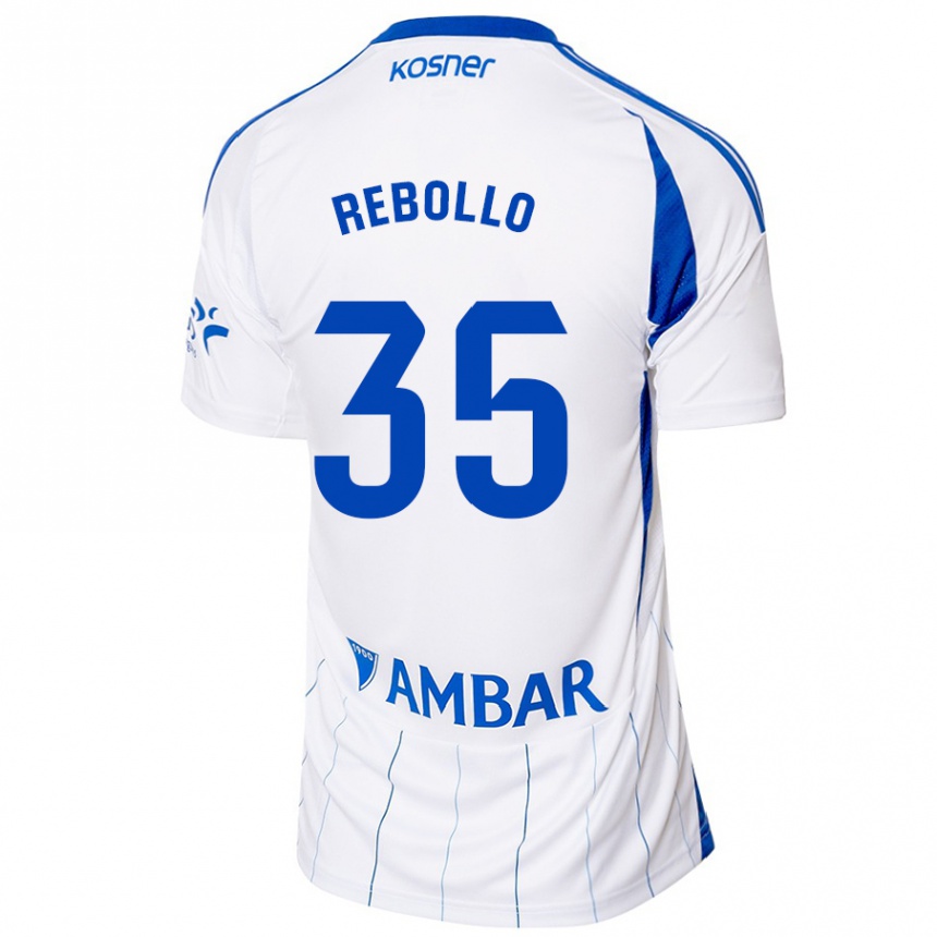 Kids Football Dani Rebollo #35 Red White Home Jersey 2024/25 T-Shirt Za