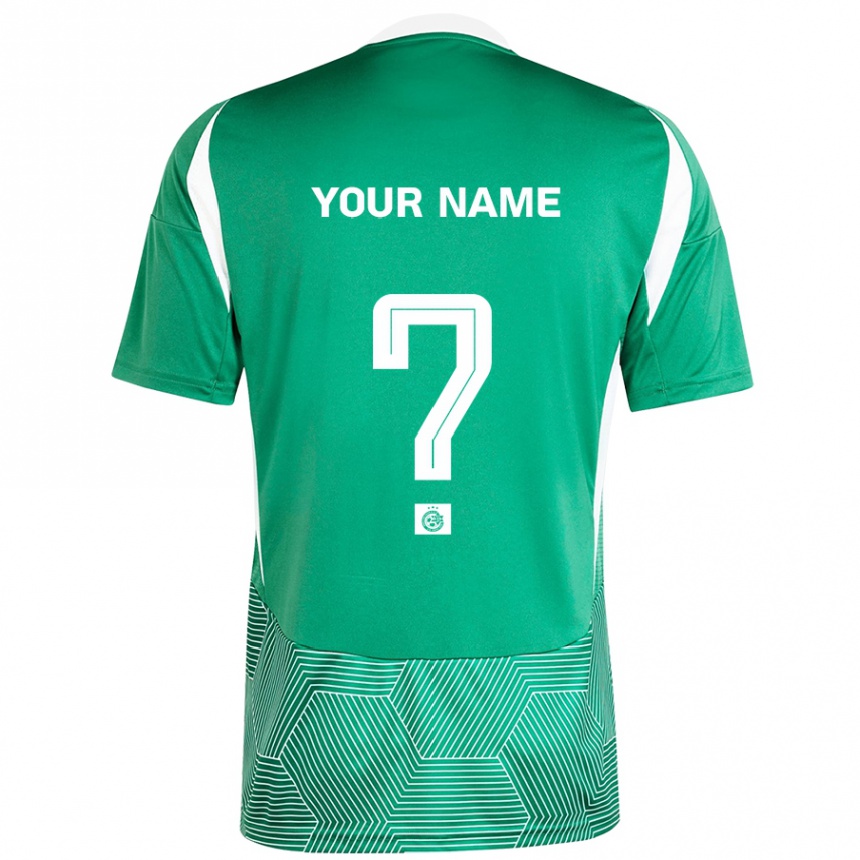 Kids Football Your Name #0 Green White Home Jersey 2024/25 T-Shirt Za