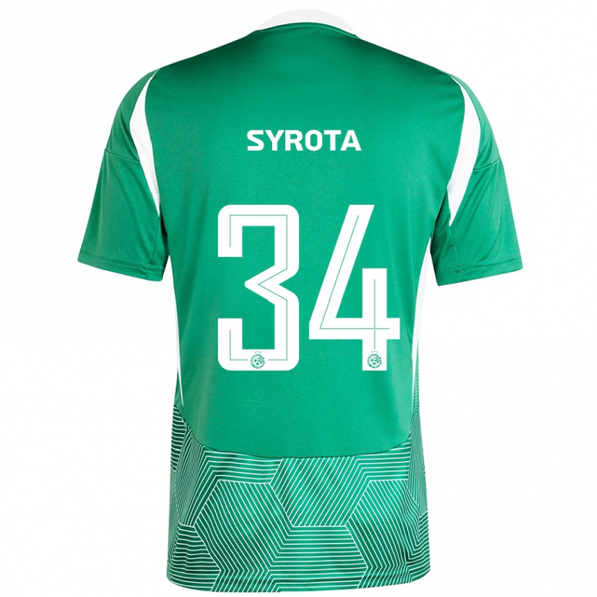 Kids Football Oleksandr Syrota #34 Green White Home Jersey 2024/25 T-Shirt Za