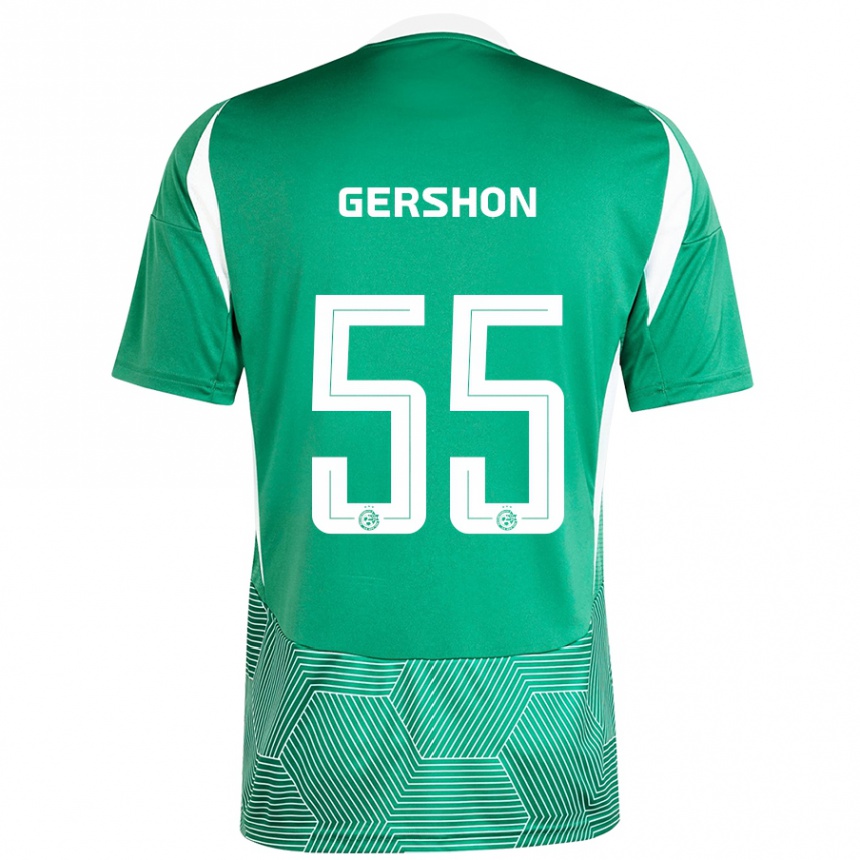 Kids Football Rami Gershon #55 Green White Home Jersey 2024/25 T-Shirt Za