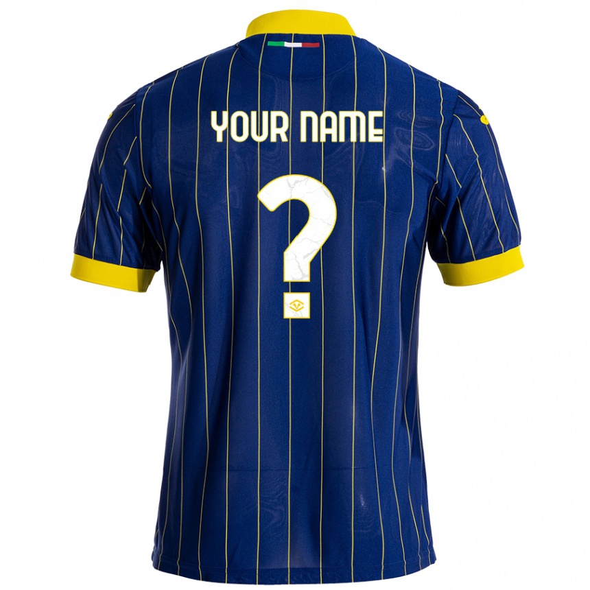 Kids Football Your Name #0 Blue Yellow Home Jersey 2024/25 T-Shirt Za