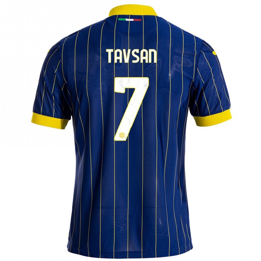 Kids Football Elayis Tavsan #7 Blue Yellow Home Jersey 2024/25 T-Shirt Za