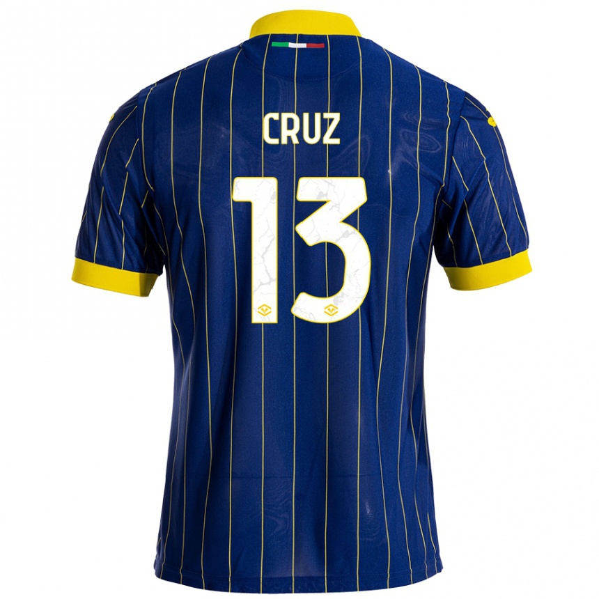 Kids Football Juan Manuel Cruz #13 Blue Yellow Home Jersey 2024/25 T-Shirt Za