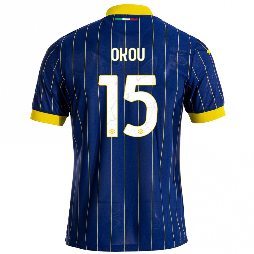 Kids Football Yllan Okou #15 Blue Yellow Home Jersey 2024/25 T-Shirt Za