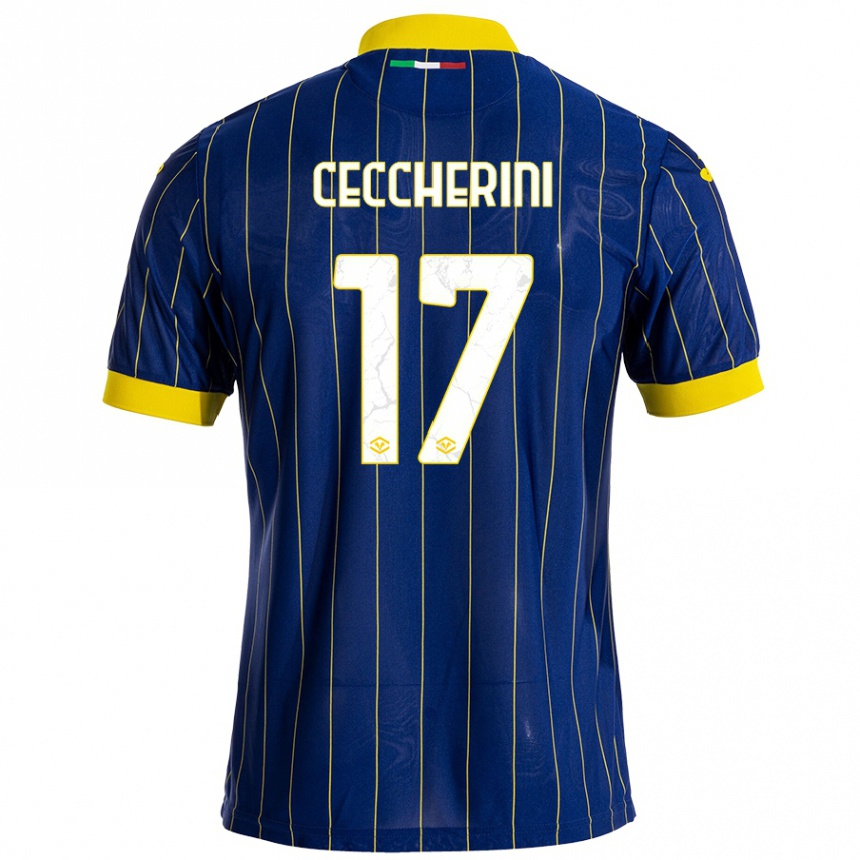 Kids Football Federico Ceccherini #17 Blue Yellow Home Jersey 2024/25 T-Shirt Za