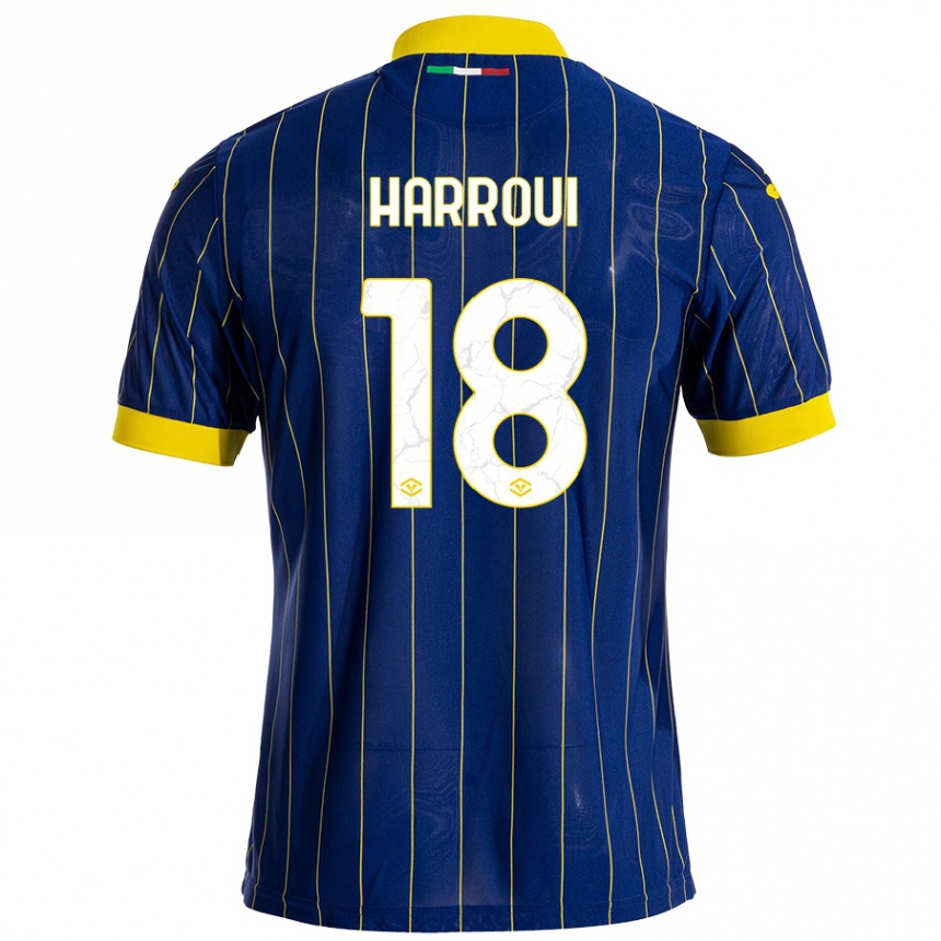 Kids Football Abdou Harroui #18 Blue Yellow Home Jersey 2024/25 T-Shirt Za